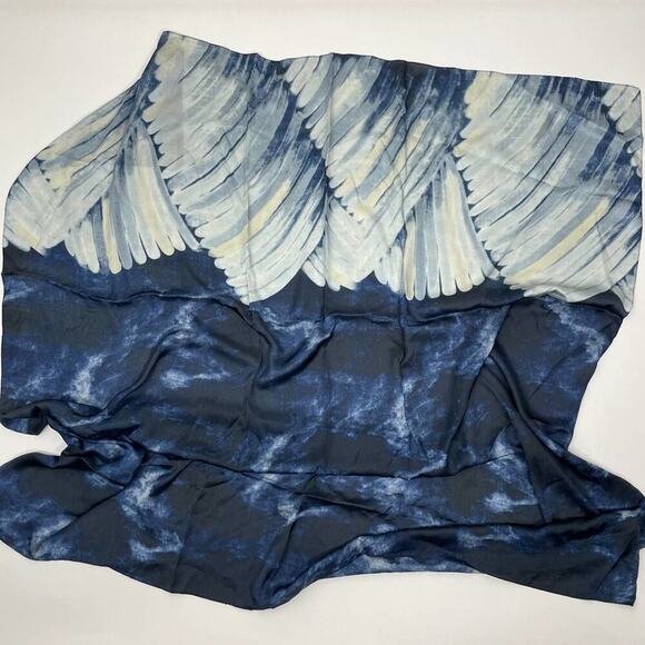 2/$30 NEW Blue White Japanese Wave Painted Nature Printed Fashion Scarf - Picture 9 of 11